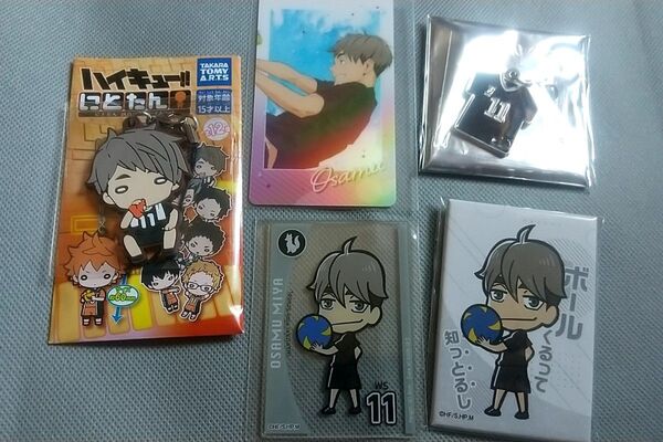 ハイキュー!! にとたんラバーマスコット メタルチャーム Vol.2 水遊びオーロラカード アクリルカード 缶バッジ 宮治5点