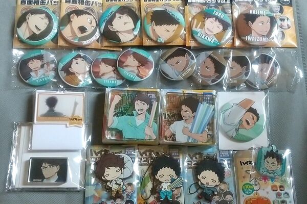 【処分】ハイキュー!! 及川徹 岩泉一 百面相缶バッジ ガチャ缶バッジ アクリルブロック にとたんラバマス カード ステッカー