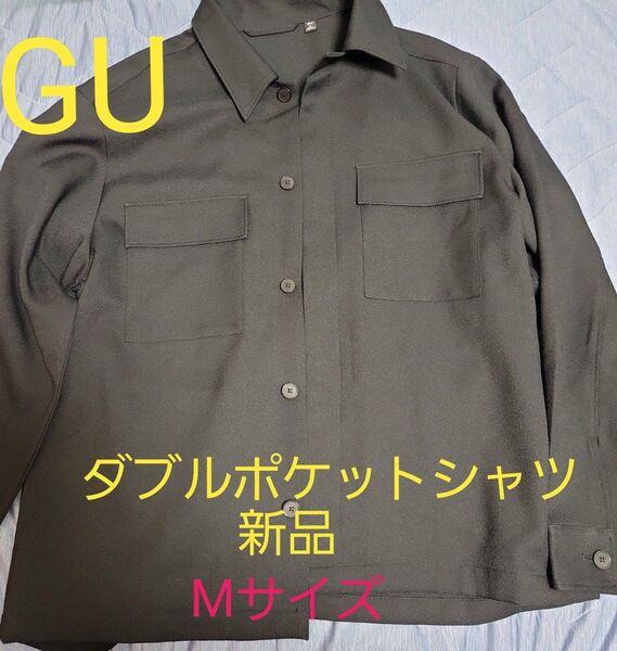 GU 新品 ダブル ポケット シャツ M サ イ ズ ブラック