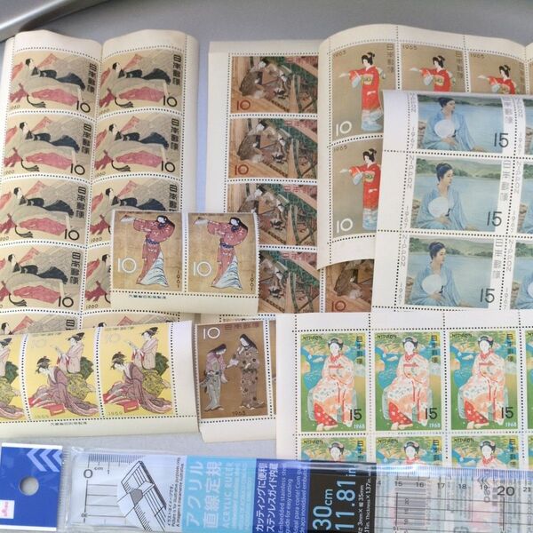 記念切手未使用 切手趣味週間(1959~68年)8種5シート10円38枚 15円20枚 総額680円