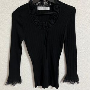 カットソー 長袖 ニット ブラック 長袖カットソー セーター