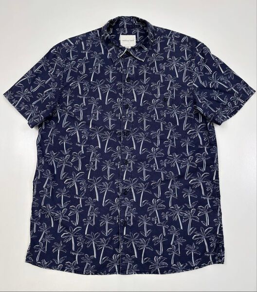 American Eagle アメリカンイーグル 半袖シャツ ヤシの木柄 ネイビー メンズ M