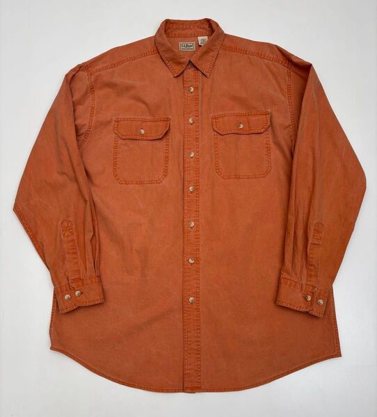 L.L.Bean エルエルビーン 長袖シャツ オレンジ L ダブルフラップポケット 古着
