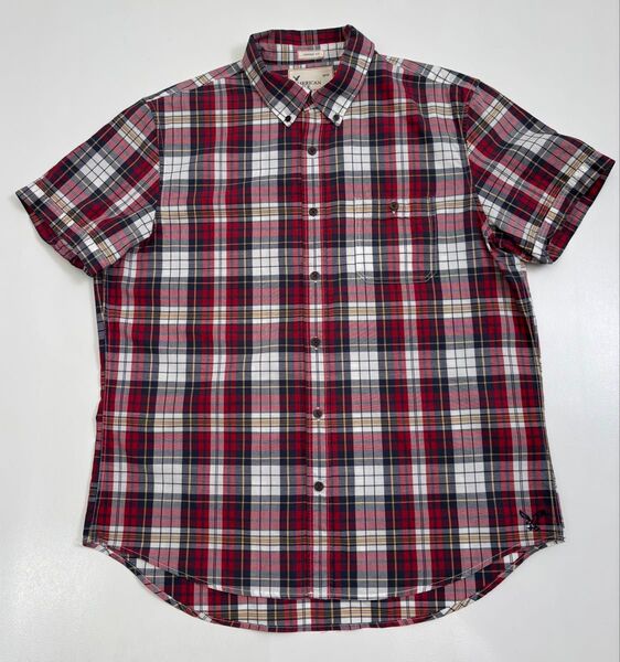 AMERICAN EAGLE OUTFITTERS アメリカンイーグル 半袖シャツ チェックシャツ メンズ L レッド系