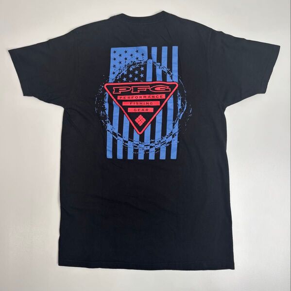 メキシコ製 コロンビア PFG 半袖Tシャツ アメリカ国旗 ブラック Mサイズ バックプリント フィッシングギア