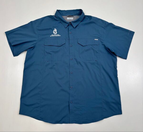 Columbia コロンビアPFG フィッシングシャツ 半袖シャツ メンズ XXL ブルー オムニシェイド 半袖 アウトドア