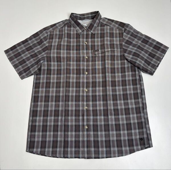 Columbia コロンビア 半袖シャツ メンズ XL チェック グレー