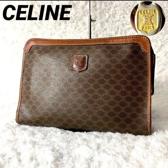 【中古】CELINE クラッチバッグ トリオンフ マカダム柄 PVCレザー