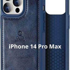 ONES iPhone 14 Pro Maxレザーケース ネイビーブルー