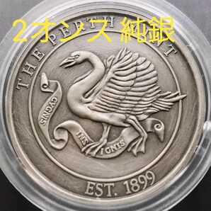 ☆希少!パース造幣局 『ブラックスワン 黒鳥 &世界遺産 シドニーオペラハウス』 2 オンス アンティーク 銀貨 純銀 カプセル入