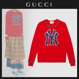GUCCI* Gucci *2018FW collection!!NYyan Keith collaboration!!biju-NY patch wool knitted!! ultra rare item!! beautiful goods!! Ran way model!!
