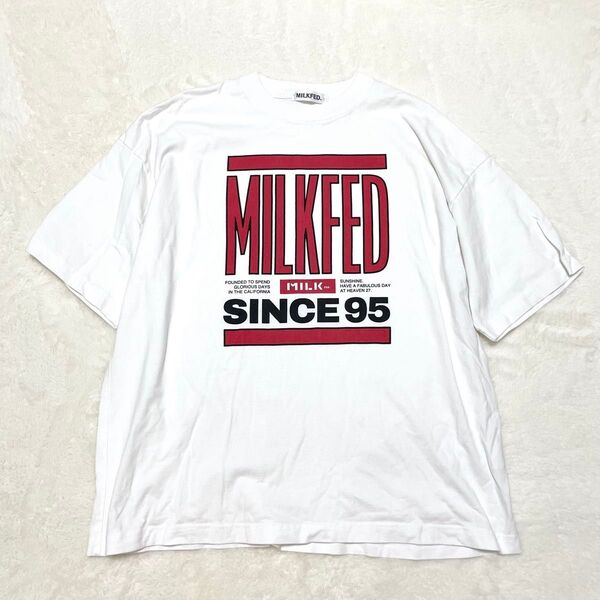 MILKFED. ミルクフェド オーバーサイズ Tシャツ ビッグ ロゴ 男女兼用 ユニセックス 白 ホワイト