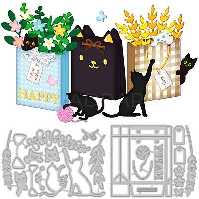 カッティングダイ ネコ HAPPY バッグ 花 猫