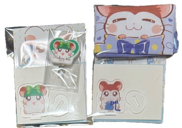 とっとこハム太郎 セリア ダイソー プチ巾着 ヘアクリップ アクリルスタンド 4点セット