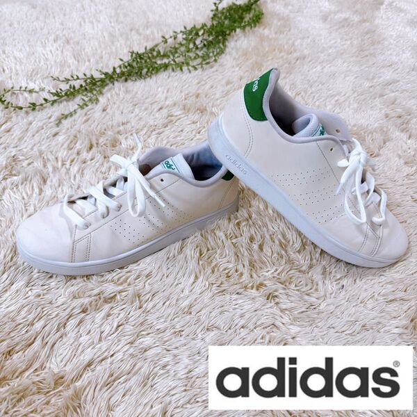 adidas アディダス スニーカー ホワイト×グリーン 25cm 男女兼用