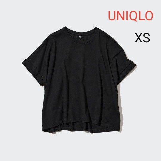 UNIQLO ユニクロ コットンオーバーサイズTシャツ 半袖 449871 ブラック XS 綿100% ロールアップ クルーネック