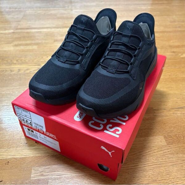 PUMAプーマ SOFTRIDE フレックス レース EASE IN ALT メンズ スニーカー : ブラック×ブラック
