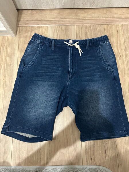 ダークブルー ショートパンツ ウエスト紐付き