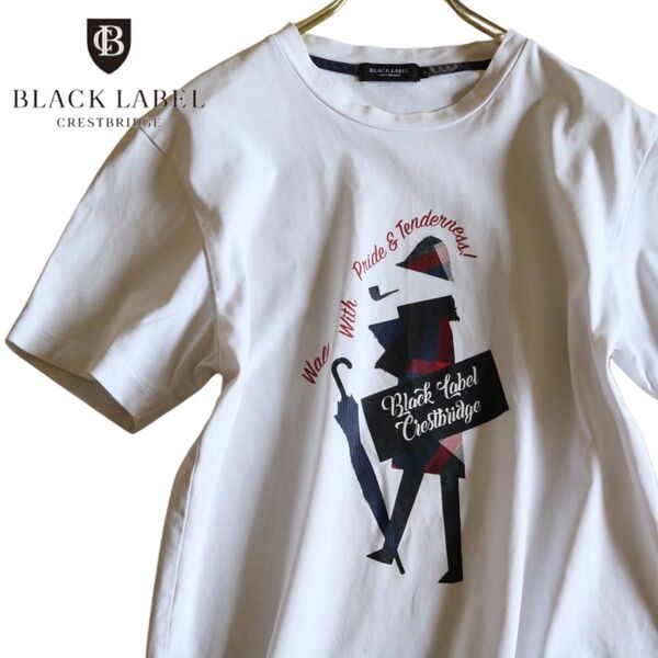 【BLACK LABEL CRESTBRIDGE】Tシャツ 英国紳士 白 傘★