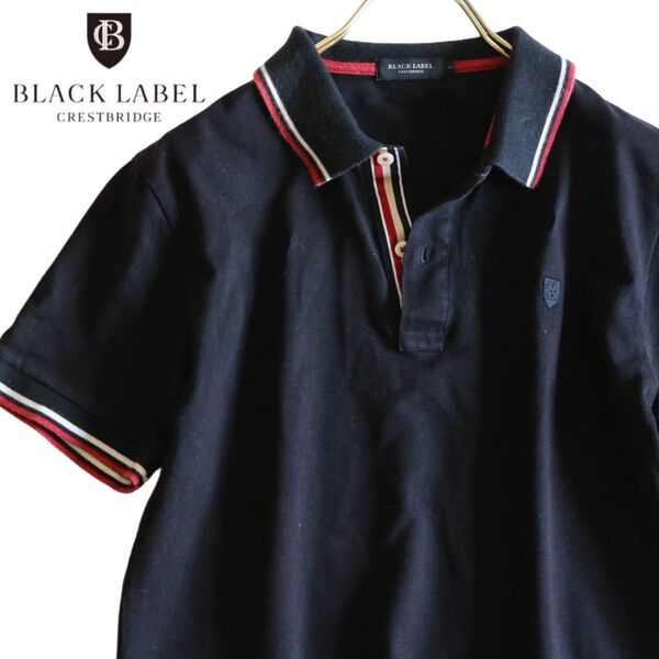 【BLACK LABEL CRESTBRIDGE】ポロシャツ トリコロール 黒★