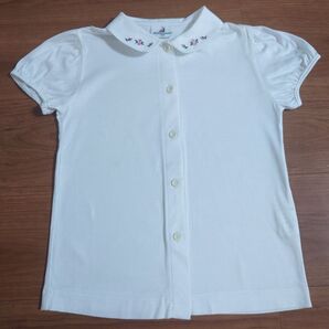 ペアレンツドリーム ポロシャツ シャツ ブラウス 白 半袖 フォーマル お受験 女の子 120