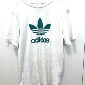 adidas ホワイト Tシャツ トレフォイル グリーン S アディダス