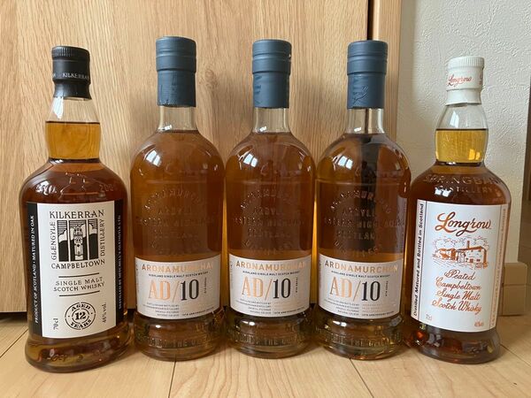 ウイスキー5本セット キルケラン12年 ロングロウ アードナムルッカン10年