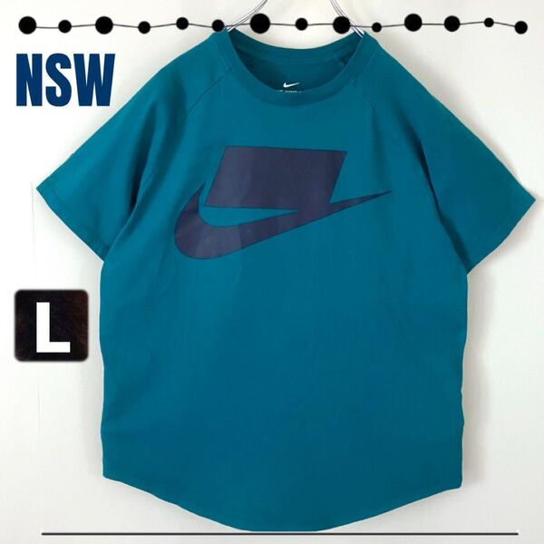 NSW NIKE SPORTSWEAR ナイキ★ブロックロゴ/ラグランスリーブTシャツ★裾カーブカット★メンズL
