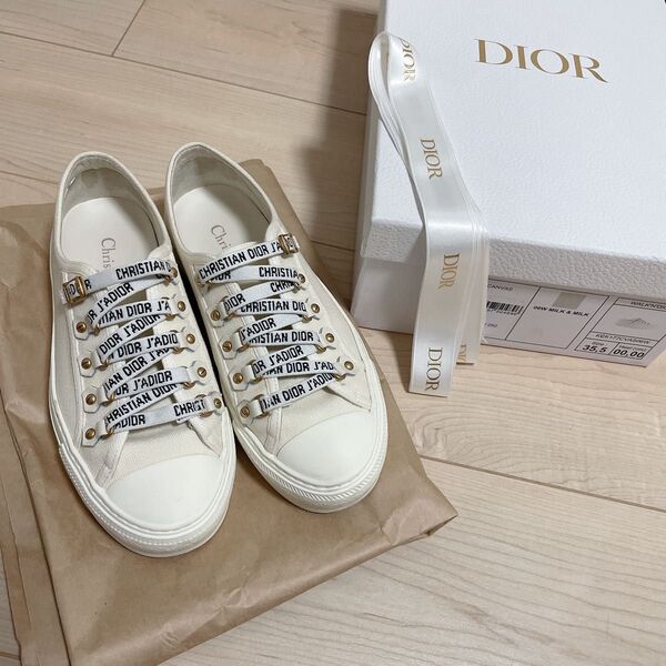 【正規品】美品 Dior WALK'N'DIOR スニーカー コットン ローカット 白