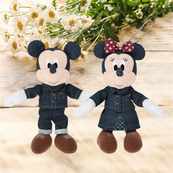 【新品】ぬいぐるみバッジ 2個*ミッキー ミニー*デニム*ウエスタンランド*ディズニーリゾート