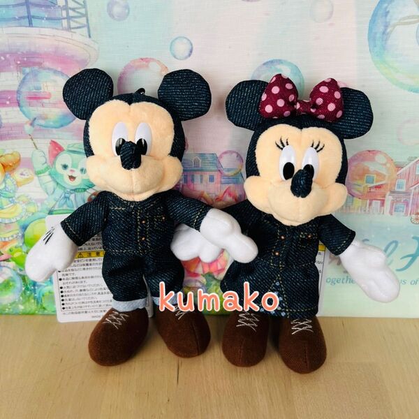 【新品】ぬいぐるみバッジ 2個*ミッキー ミニー*デニム*ウエスタンランド*ディズニーリゾート