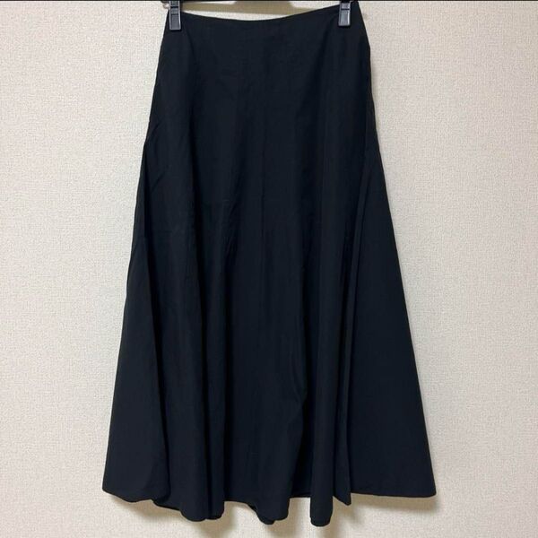 無印良品 涼感ブロードフレアスカート 黒 M