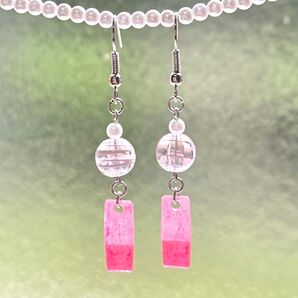 【風鈴ピアスピンク】ハンドメイド ビーズ 夏ピアス イヤリング 浴衣 花火 夏祭り