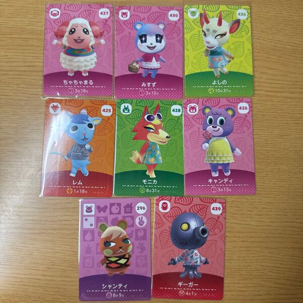 amiiboカード あつまれどうぶつの森 ちゃちゃまる みすず よしの レム モニカ キャンディ シャンティ ギーガー