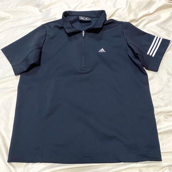 adidas アディダス ゴルフウェア 半袖 ハーフジップ Mサイズ 黒