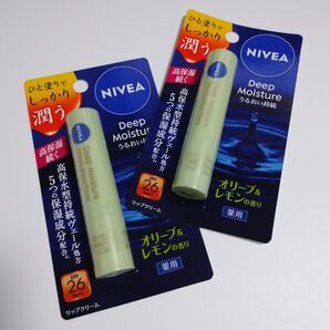 2点 未開封 ニベア ディープモイスチャーリップ オリーブ&レモン 花王 NIVEA