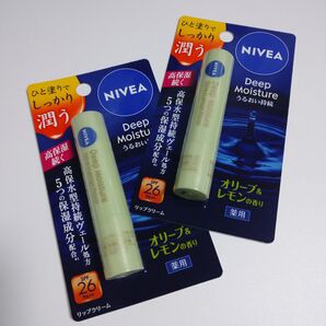 2点 未開封 ニベア ディープモイスチャーリップ オリーブ&レモン 花王 NIVEA
