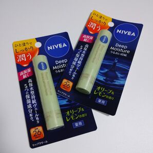 2点 未開封 ニベア ディープモイスチャーリップ オリーブ&レモン 花王 NIVEA