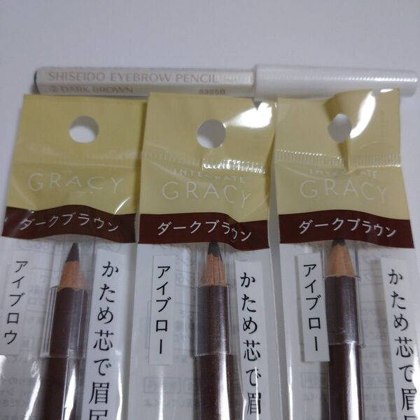 【おまけ付き】かため 3点 資生堂 インテグレート グレイシィアイブローペンシル (ダークブラウン662)