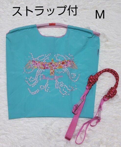 ボールアンドチェーン 刺繍 エコバッグ トートバッグ M ストラップ付 鳥 花柄 軽量 撥水 Ball & Chain