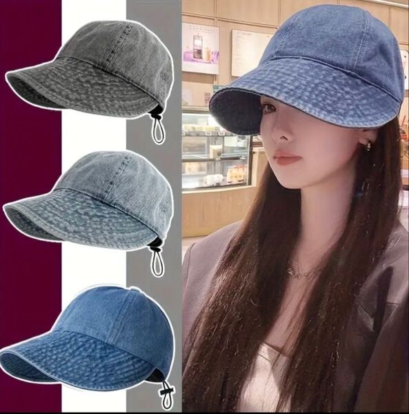 つば広帽子 UVカット 大きめ 紫外線 日よけ ハット デニム