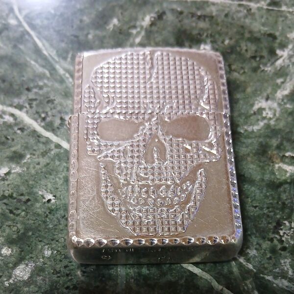 ZIPPO ジッポー ハンマートーン スカルメタル 両面加工 オイルライター