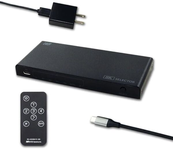 ラトックシステム 8K 60Hz 4K 120Hz 対応 4入力1出力 (HDMI ×3 + USB Type-C ×1)