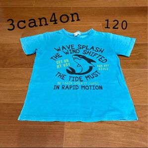 3can4on サンカンシオン 半袖Tシャツ 120 水色 アクアグリーン 半袖 Tシャツ サメ