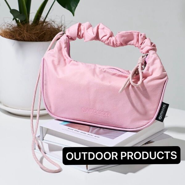 OUTDOOR PRODUCTS リップストップ ミニバッグ ピンク アウトドアプロダクツ ギャザーハンドル ハンドバッグ