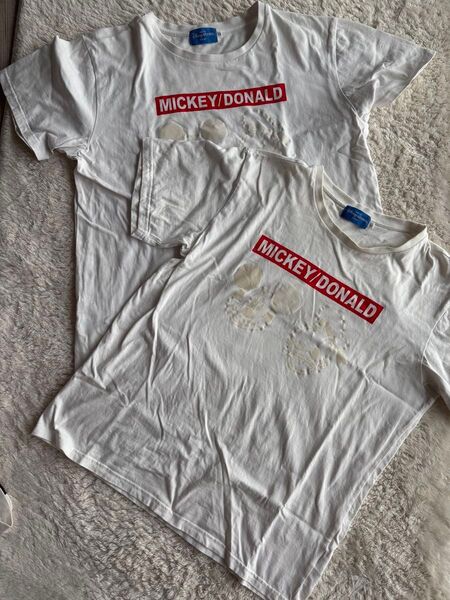 東京ディズニーリゾート ミッキー ドナルド L フラッシュTシャツ Tシャツ 半袖 半袖Tシャツ 古着 白 ホワイト