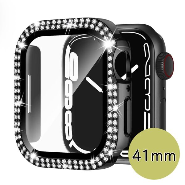 Apple Watch Case ダブルラインストーン ガラスカバー一体 防水防塵 対応41mmサイズ
