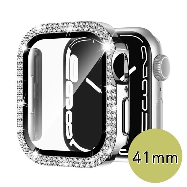 Apple Watch Case 二重ラインストーン 全面保護ケース ガラスカバー一体型 防水防塵 41mmサイズ