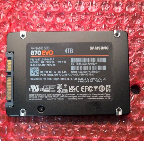 【正常判定品】SAMSUNG 870 EVO 4TB 2.5インチ SATA SSD