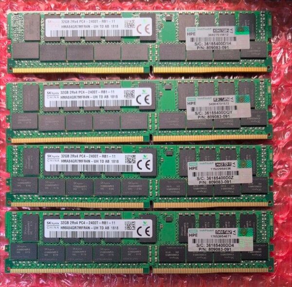 【4枚/計128GB】HPE SK Hynix DDR4 32GB 2400MHz ECC Registered RDIMM